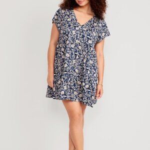 NWT Old Navy v neck blue floral dress large
